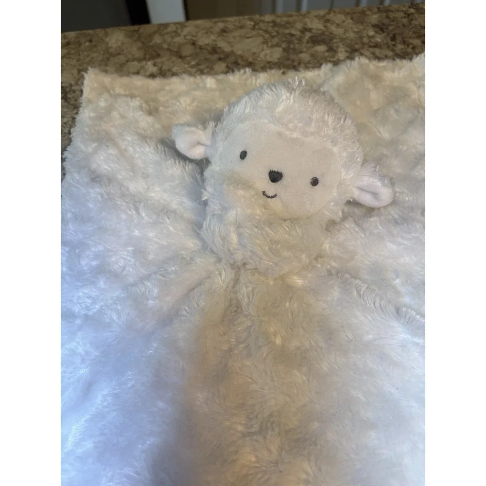 Carters Just‎ One You White Sheep Lovey Soft Security Blanket Reversible VGUC